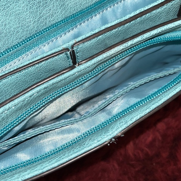 New Sydney Love aqua turquoise vegan leather handbag purse clutch - Picture 8 of 10